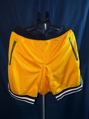 Civil Regime Mesh Shorts Yellow Black Trim Size XXL NWOT